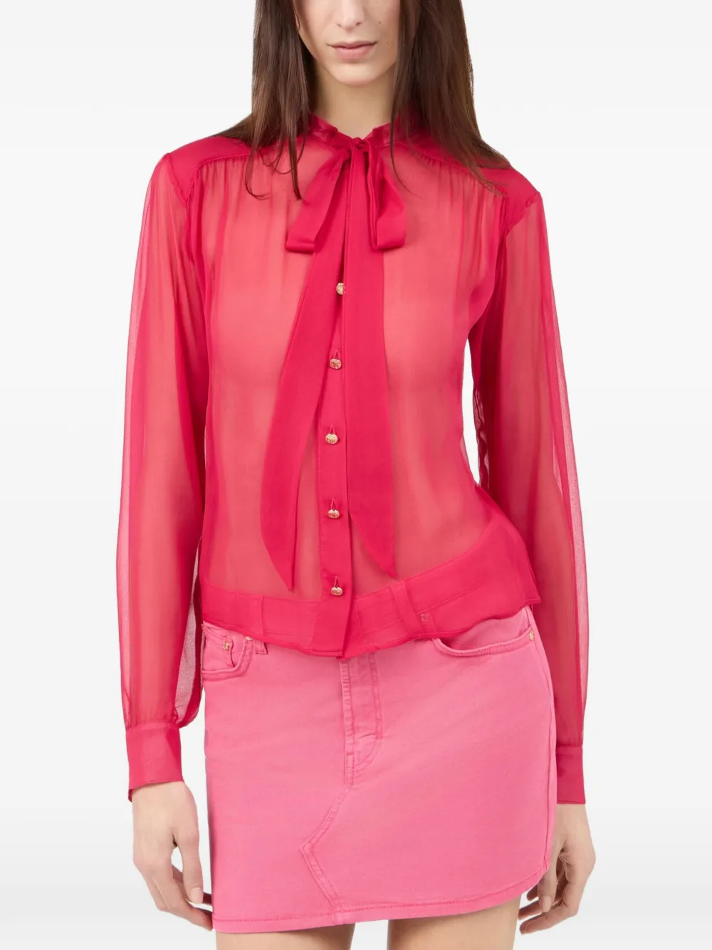 Roberto Cavalli Blouse met strik Rood