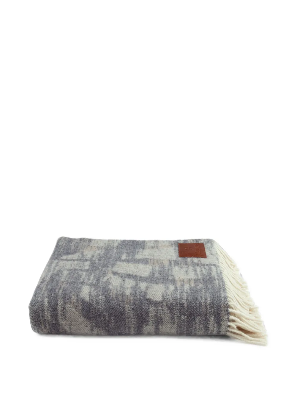Roberto Cavalli Home fringe-trim wool blanket - Gris
