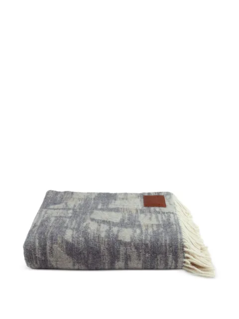 Roberto Cavalli Home frazada de lana con ribete de flecos