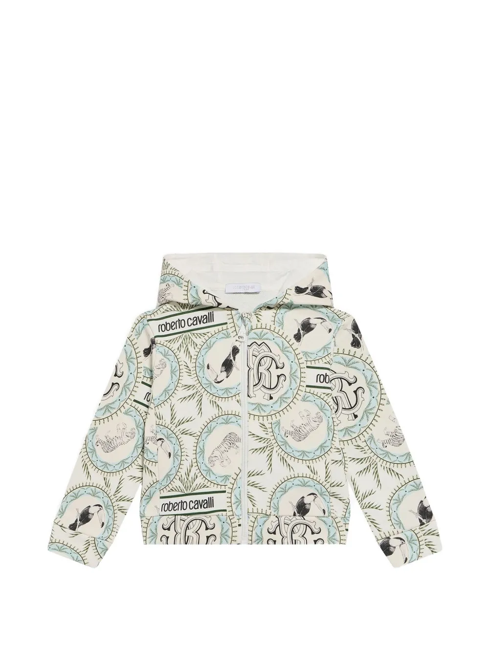 Roberto Cavalli Junior Maiolica print zip-up hoodie - Tons neutres Roberto Cavalli Junior Maiolica print zip-up hoodie - Tons neutres