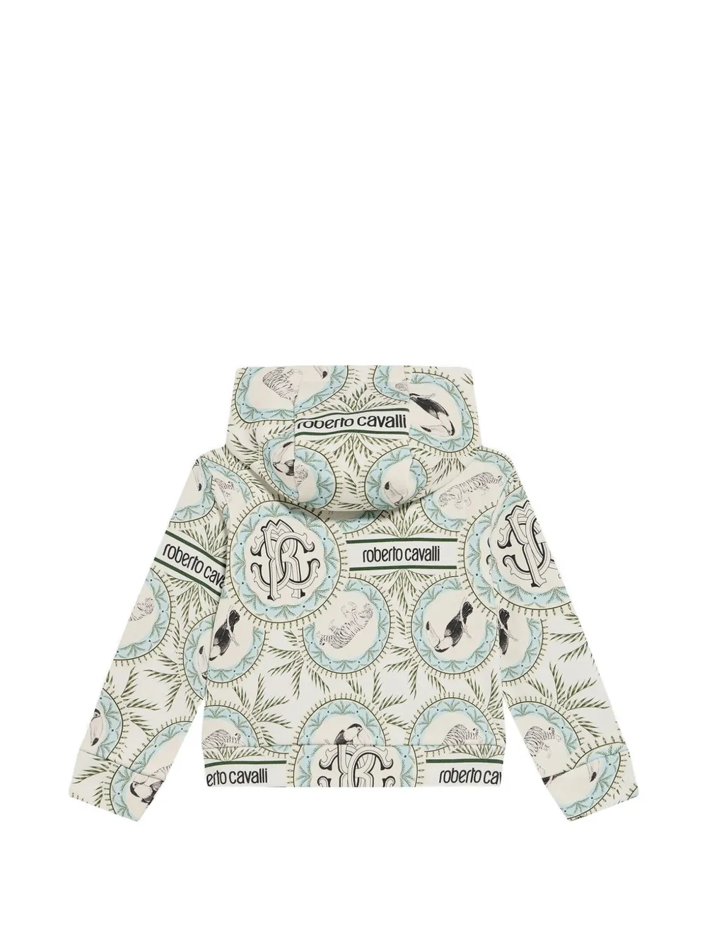 Roberto Cavalli Junior Hoodie met Maiolica-print en rits Beige