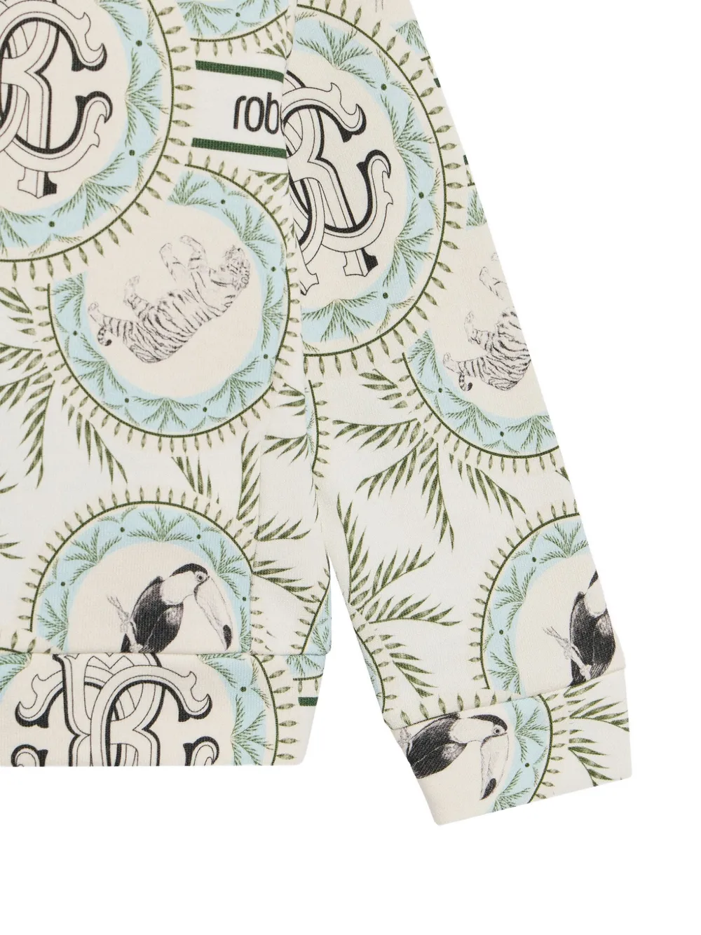 Roberto Cavalli Junior Hoodie met Maiolica-print en rits Beige