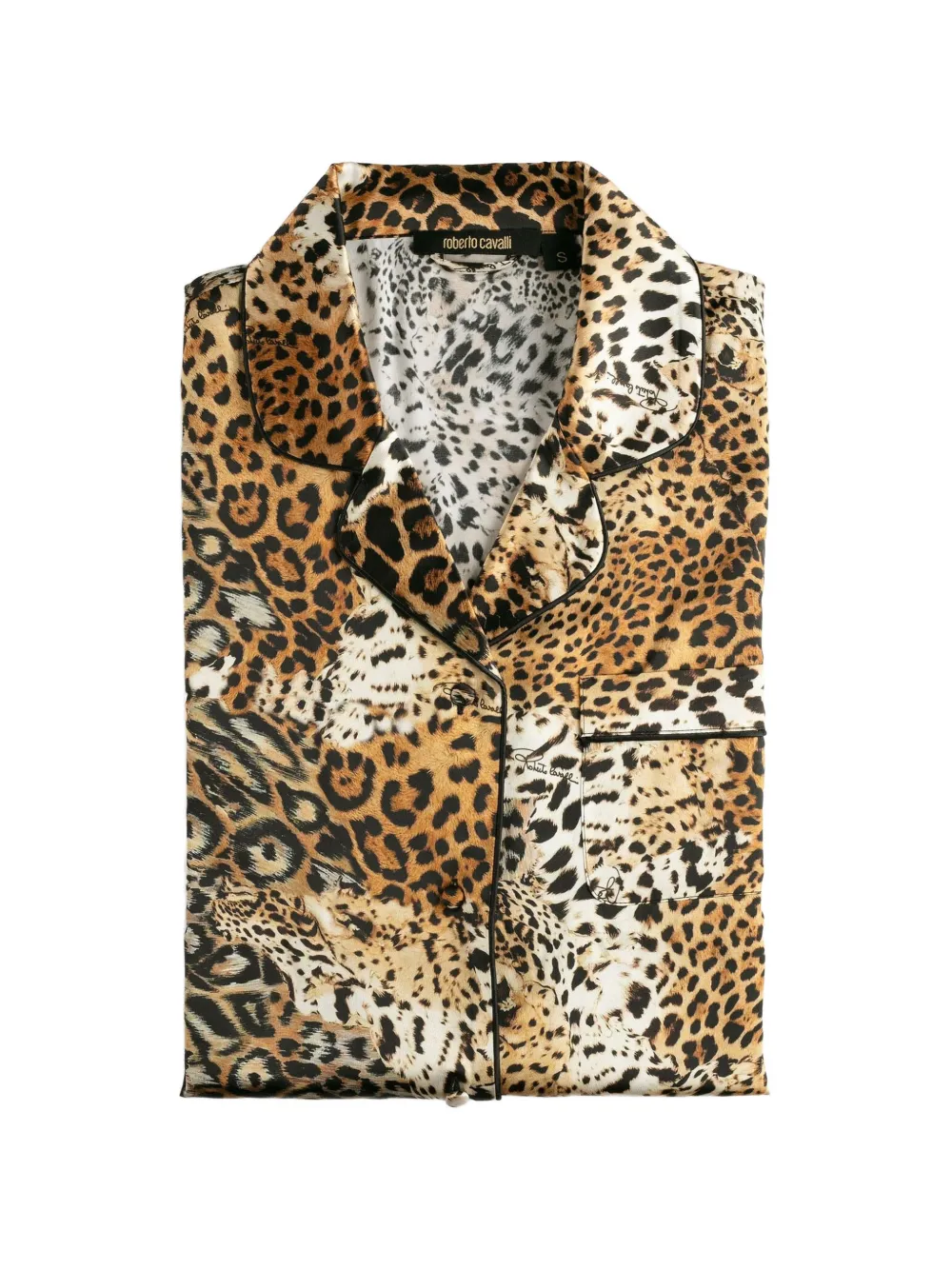 Roberto Cavalli Home Zijden pyjama met luipaardprint Bruin