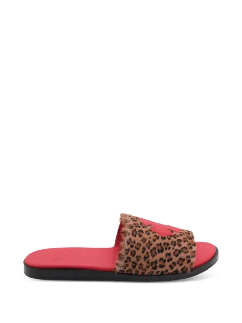 Chrome Hearts Plus Cross leopard-print slides