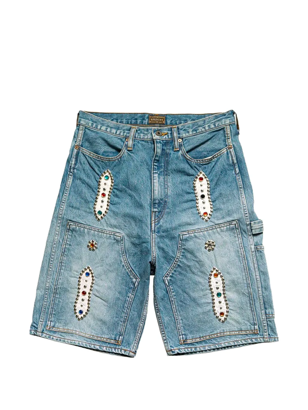 KAPITAL Shorts denim con borchie - Blu