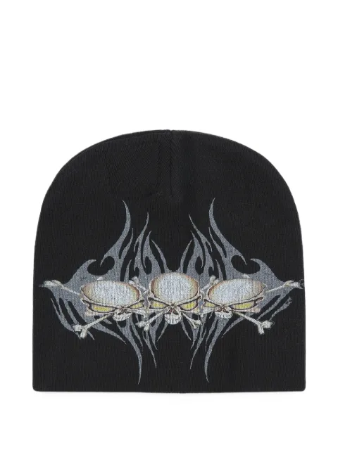 HELLSTAR skull-print beanie hat