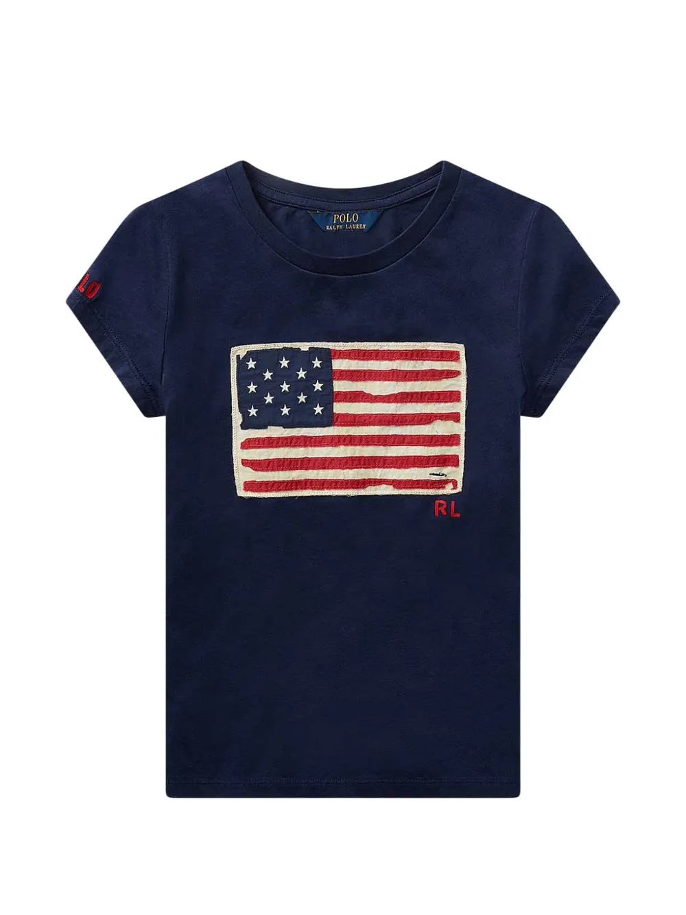 POLO RALPH LAUREN KIDS flag-patch cotton T-shirt Blauw