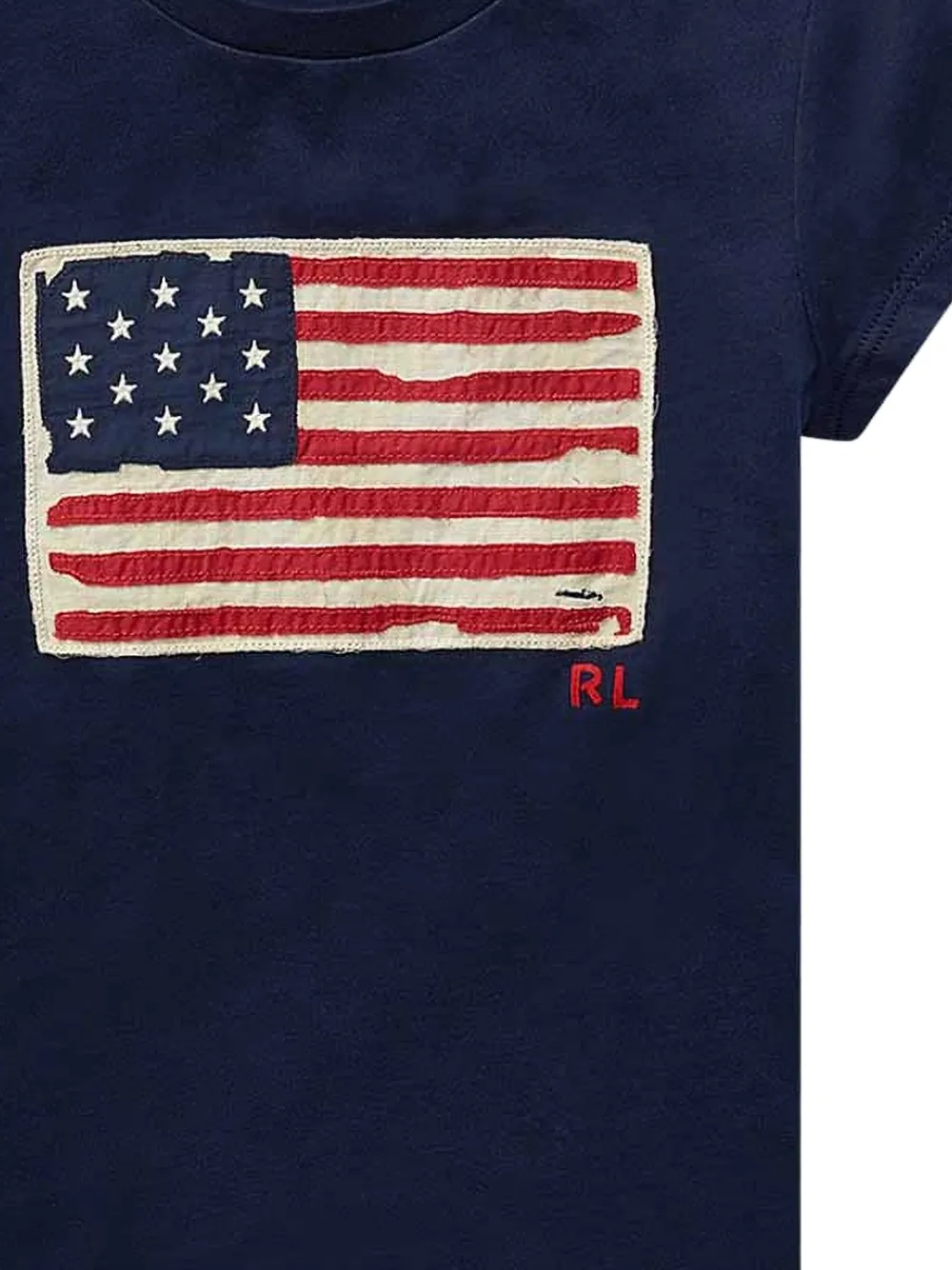 POLO RALPH LAUREN KIDS flag-patch cotton T-shirt Blauw