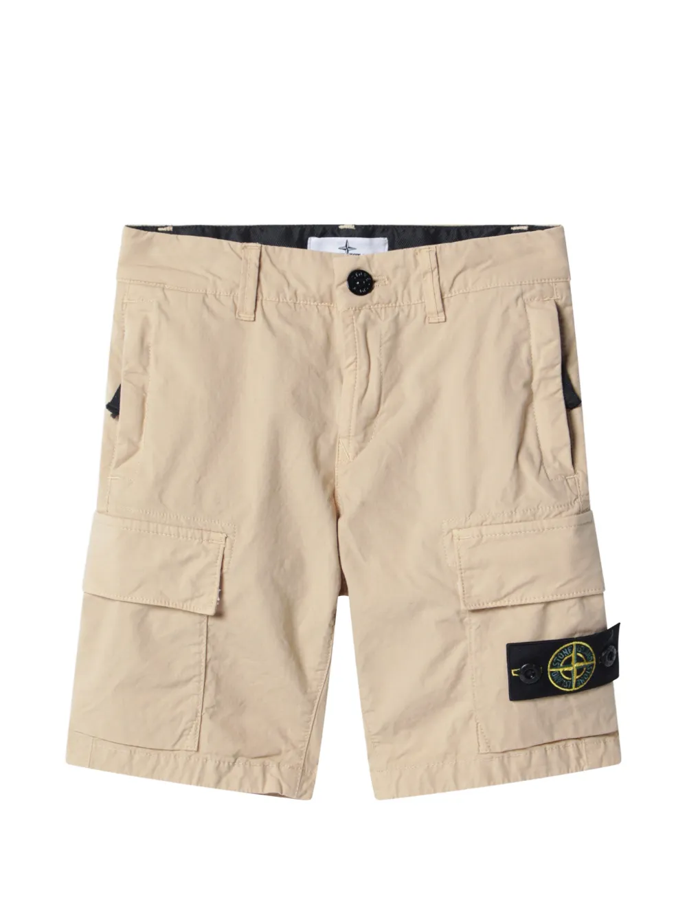Stone Island Junior Compass-patch cargo shorts - Tons neutres Stone Island Junior Compass-patch cargo shorts - Tons neutres