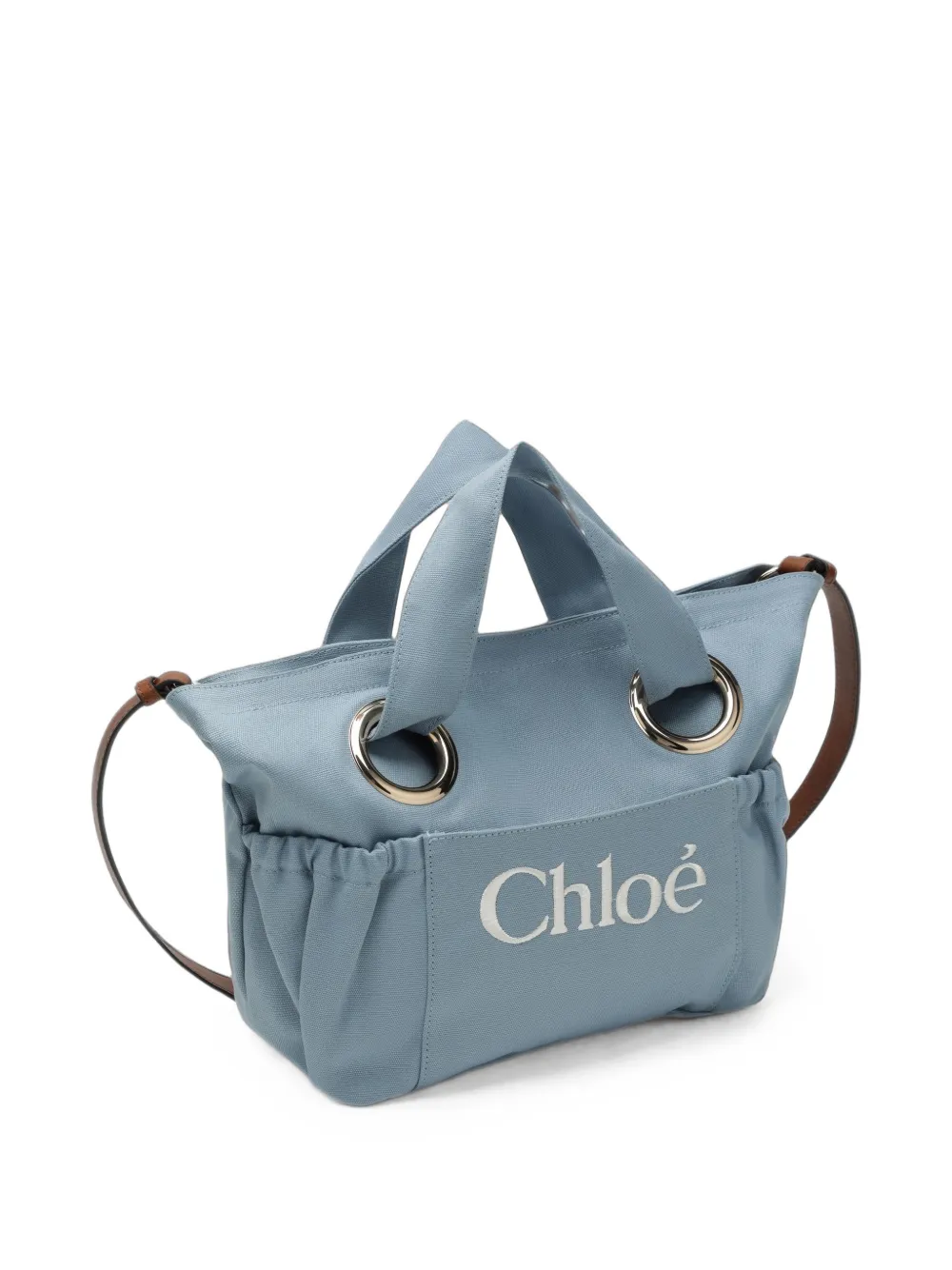 Chloé Kids Shopper met geborduurd logo Blauw