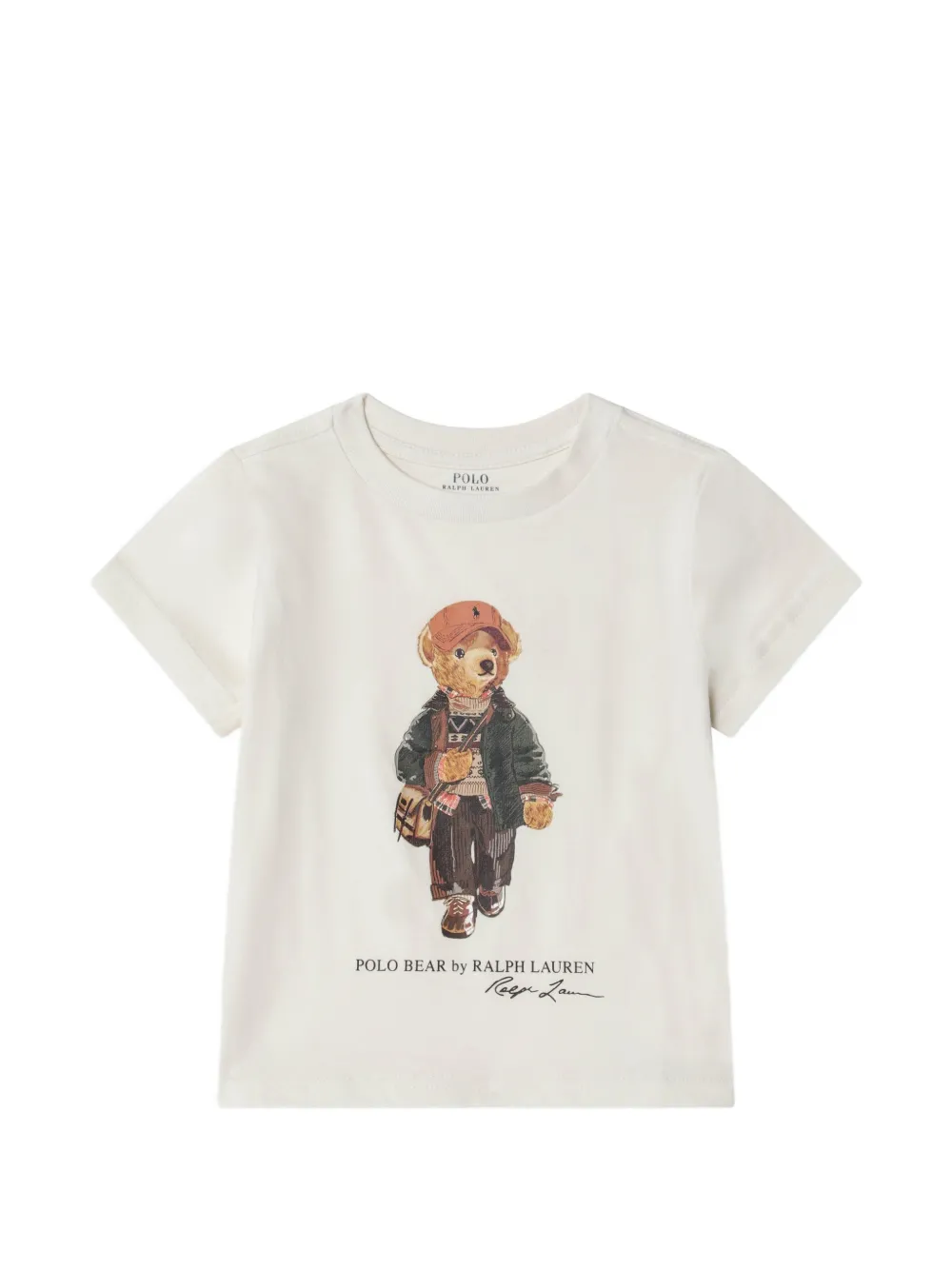 POLO RALPH LAUREN KIDS Polo Bear katoenen jersey T-shirt Beige