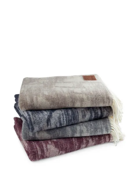 Roberto Cavalli Home Savanna fringed animal-pattern wool blanket