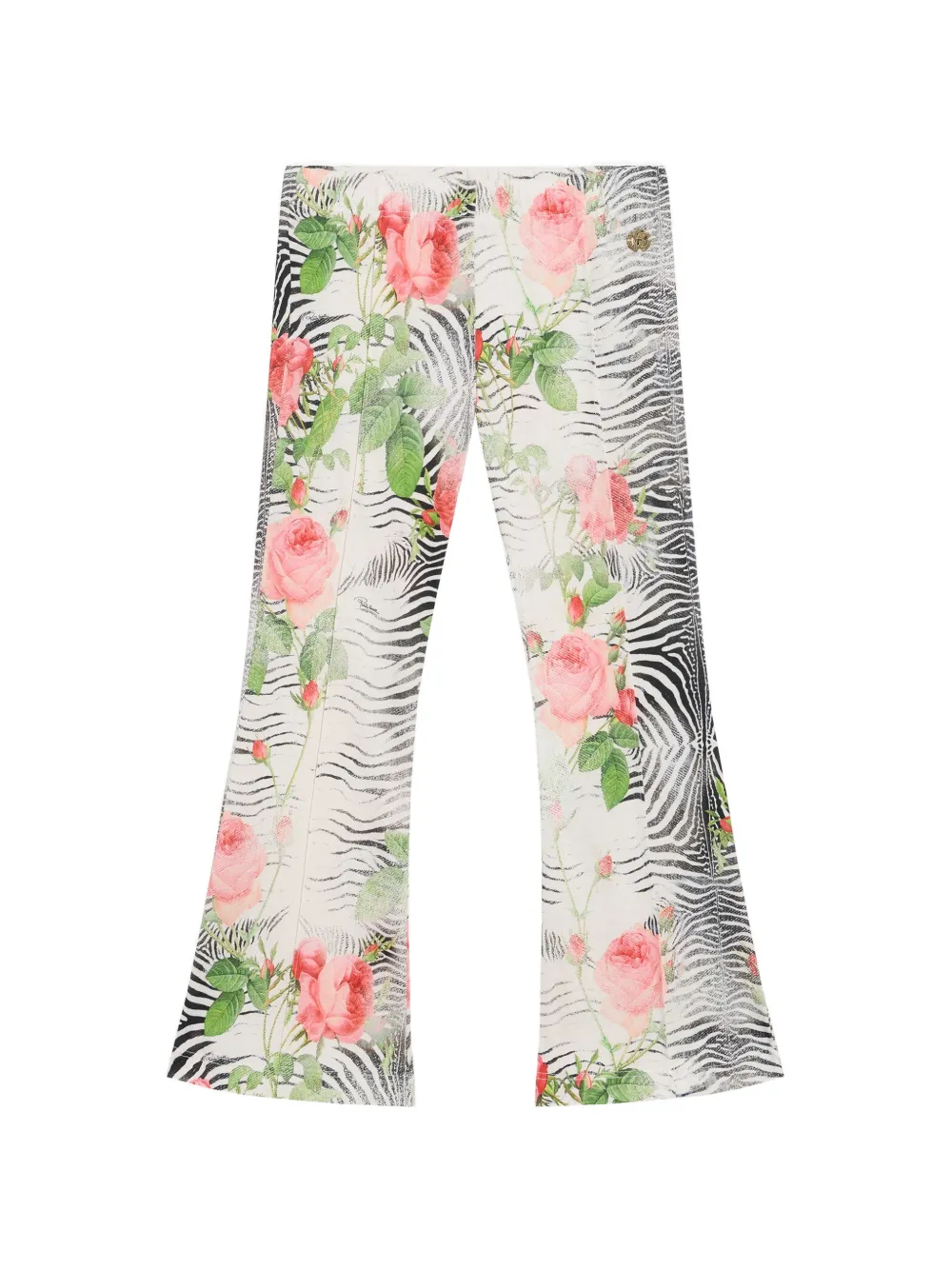 Roberto Cavalli Junior zebra-print floral-print trousers - Tons neutres Roberto Cavalli Junior zebra-print floral-print trousers - Tons neutres