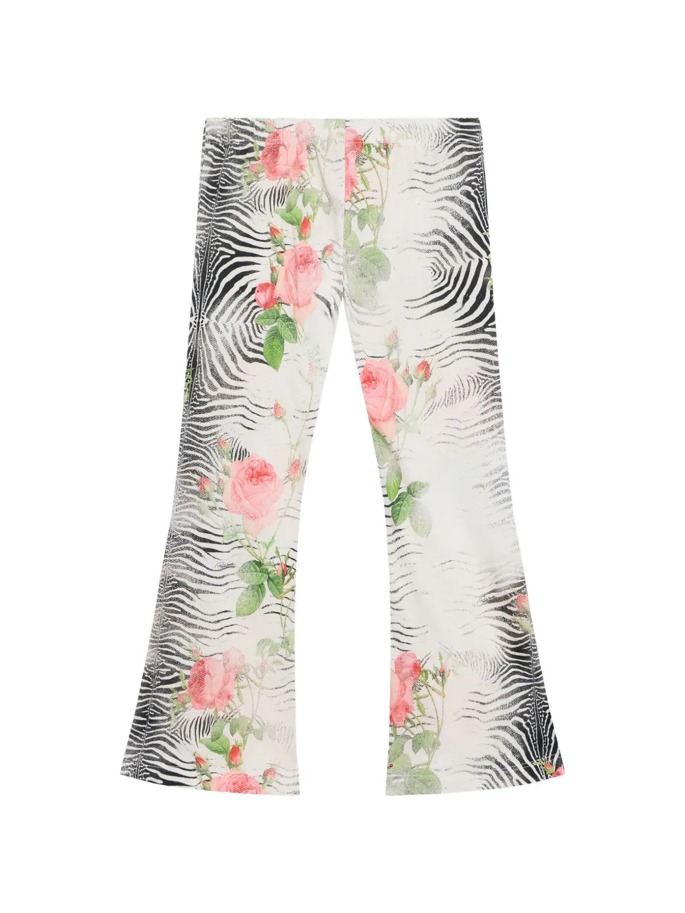 Roberto Cavalli Junior Broek met bloemen-print en zebra-print Beige