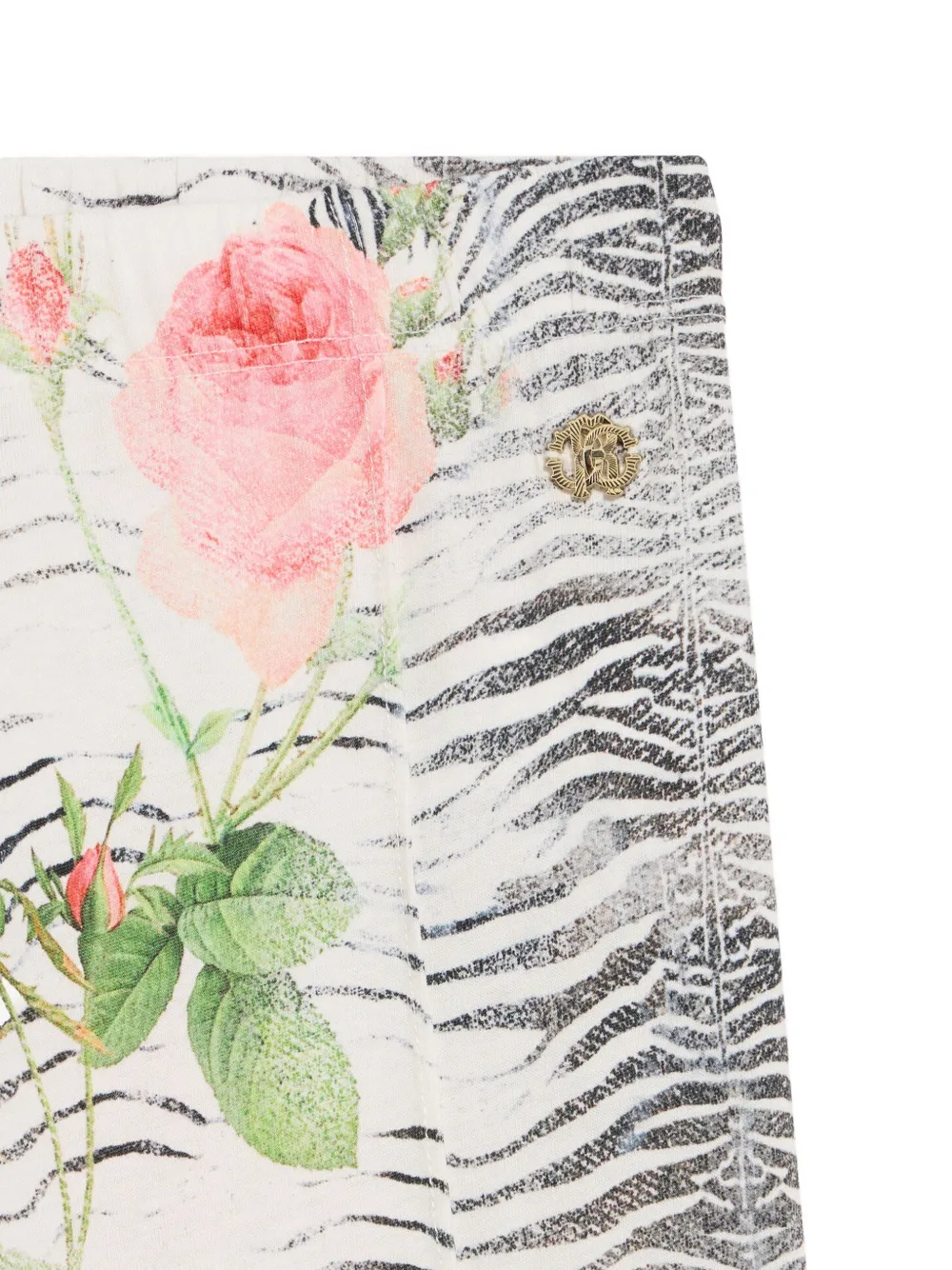 Roberto Cavalli Junior Broek met bloemen-print en zebra-print Beige