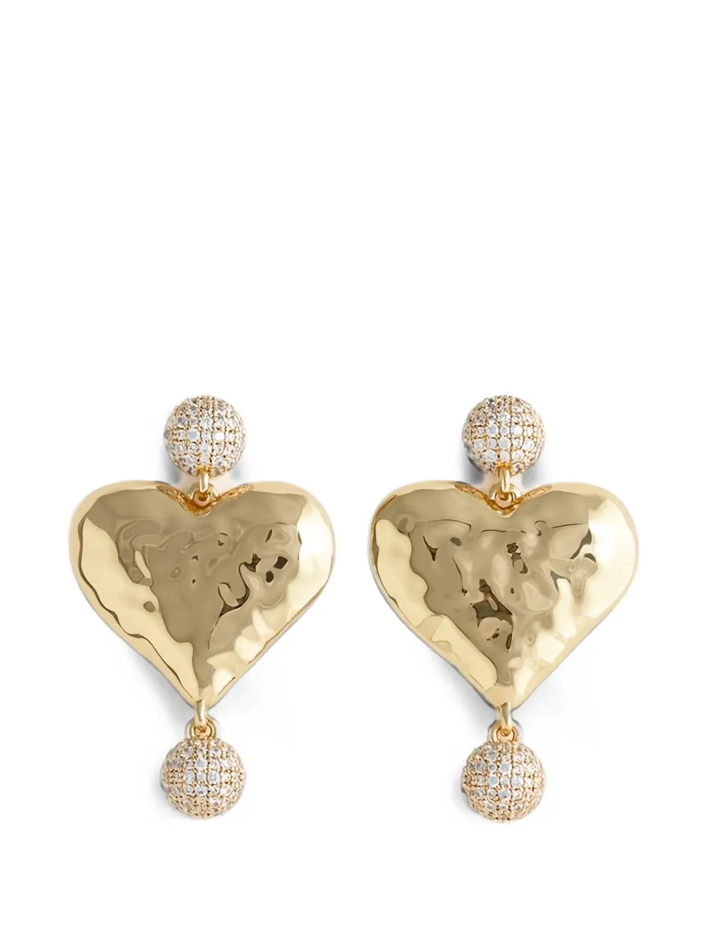 Self-Portrait hammered-effect crystal-embellished earrings - Oro