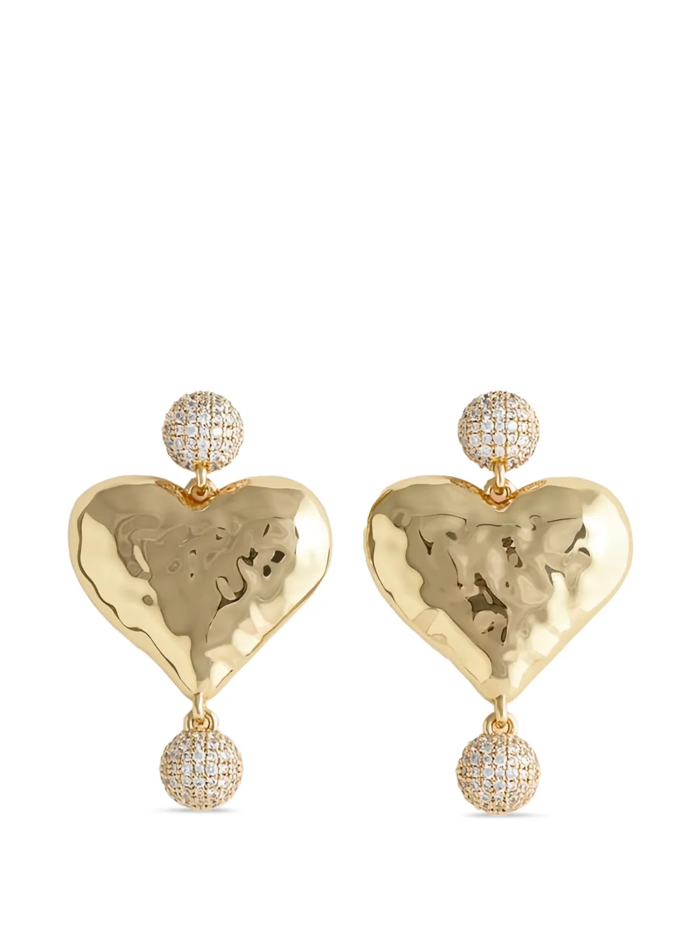 Self-Portrait hammered-effect crystal-embellished earrings - Oro