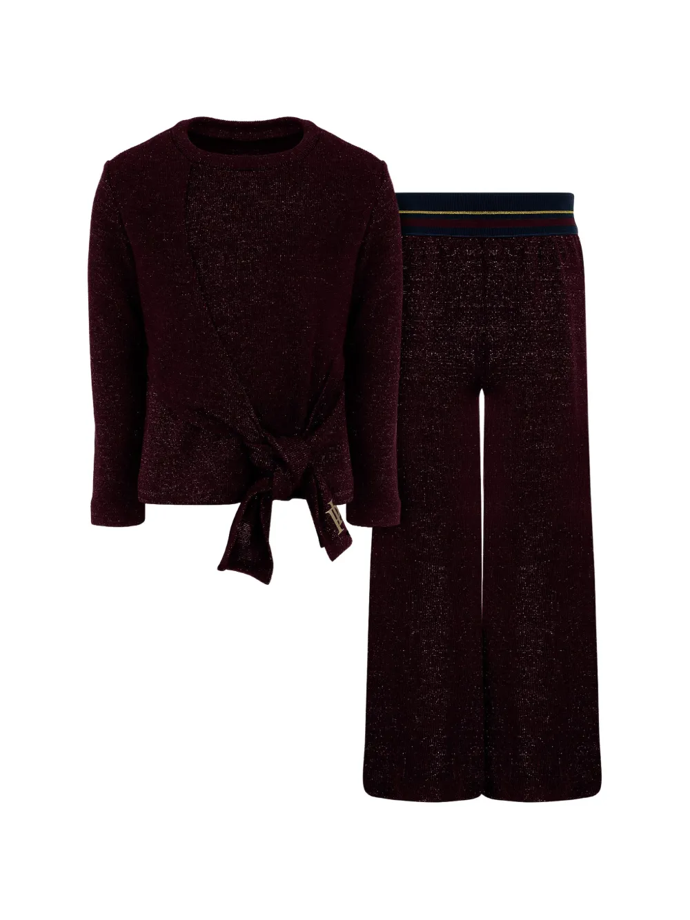 Lapin House Top en broek set met geknoopt detail en glitters-effect Rood