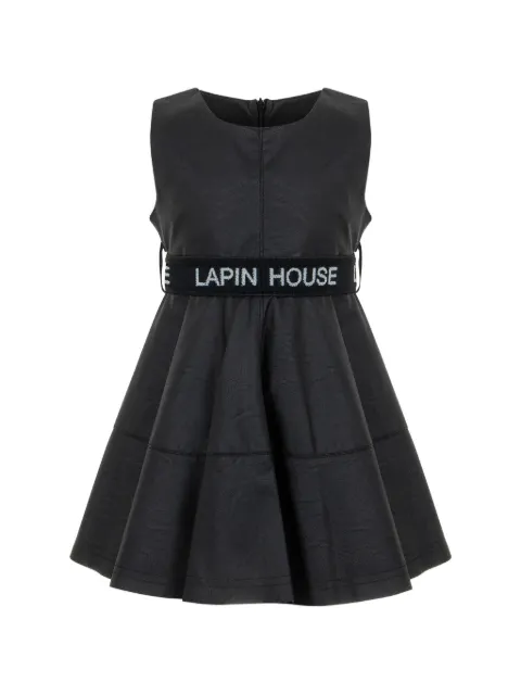 Lapin House logo-belt sleeveless midi dress