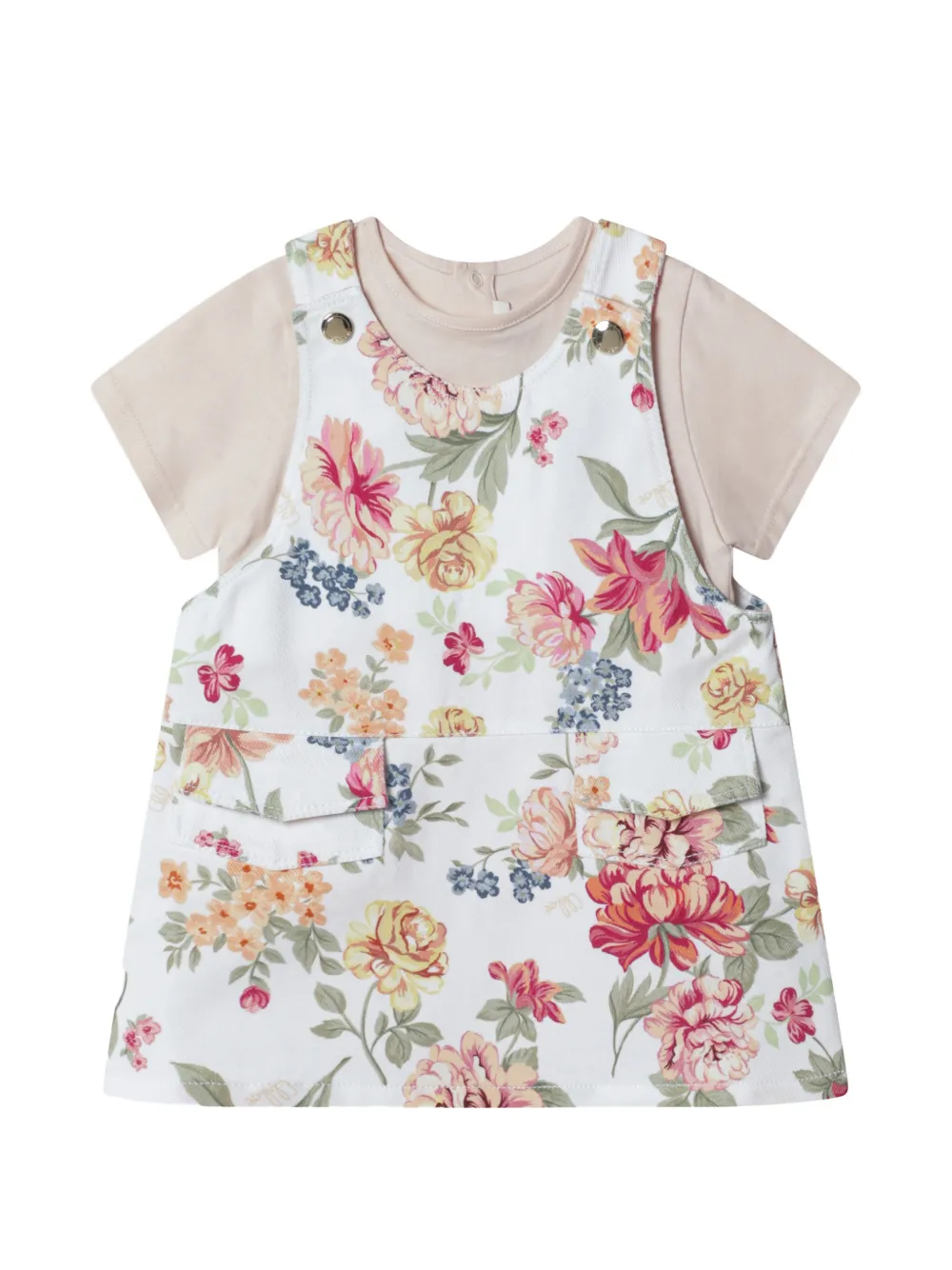 Chloé Kids T-shirt- en jurkset met bloe -print Wit