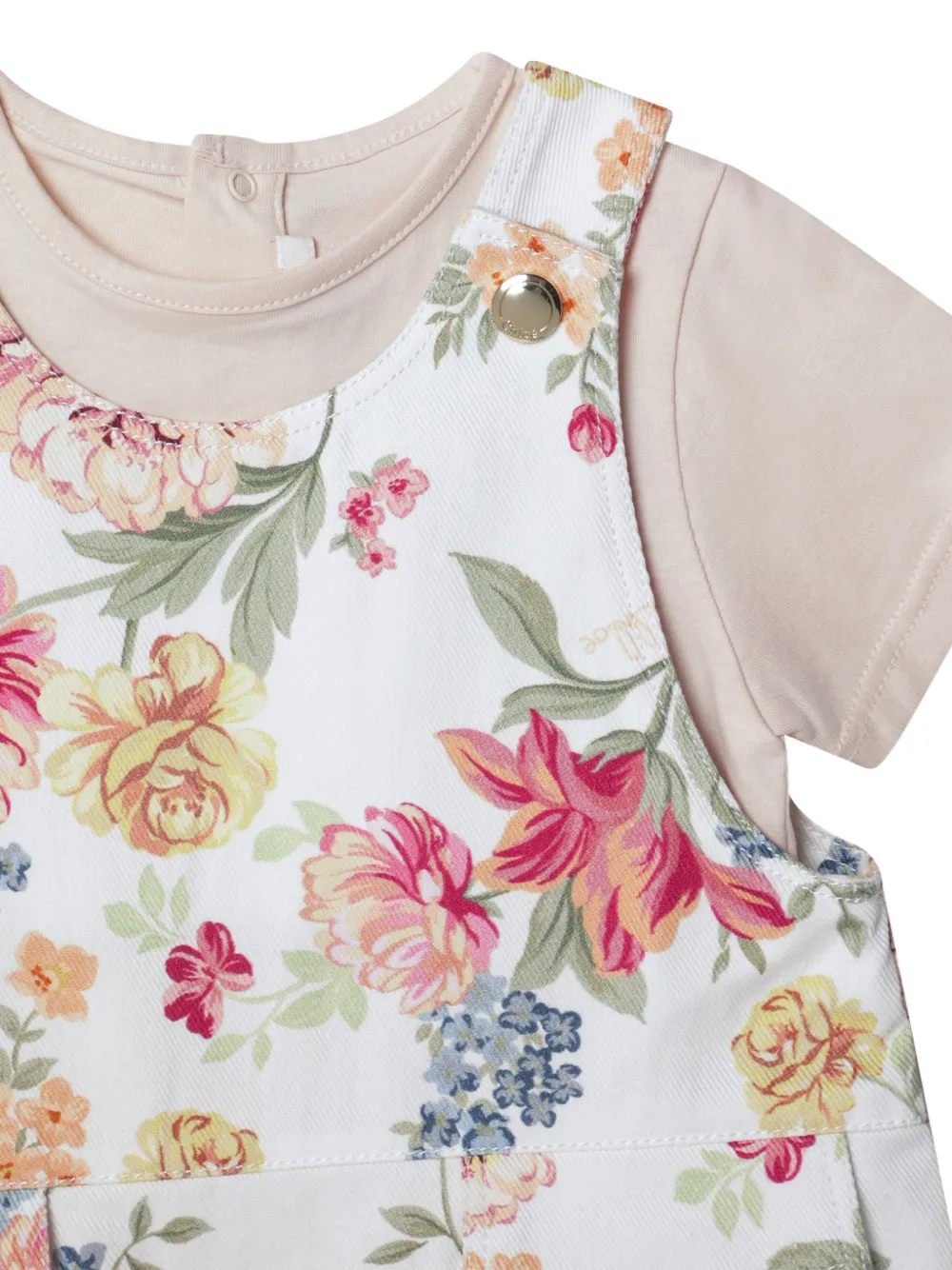 Chloé Kids T-shirt- en jurkset met bloemen-print Wit