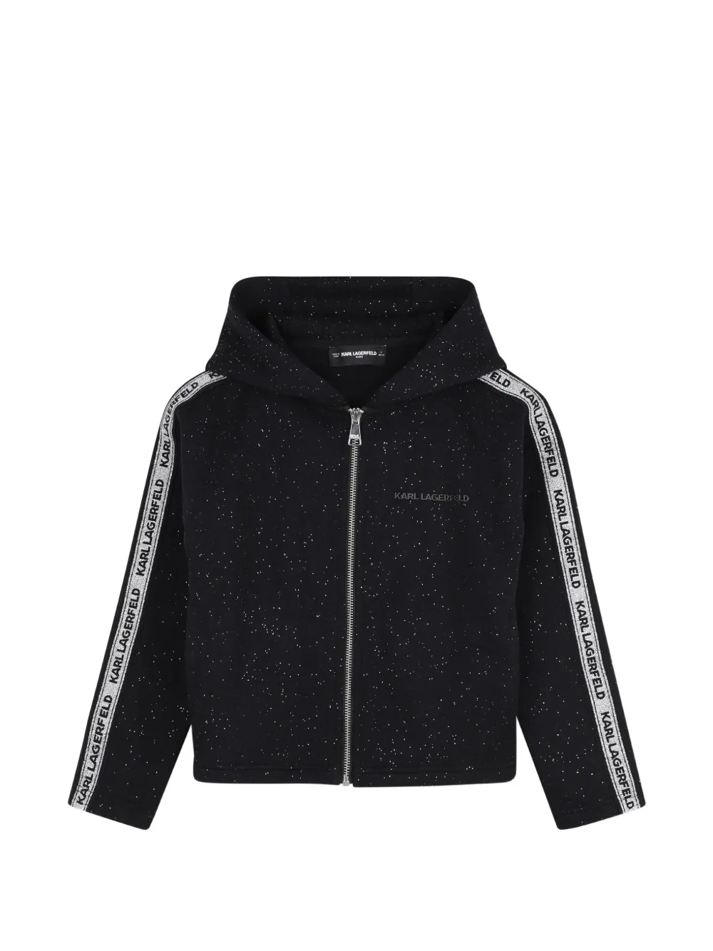 Karl Lagerfeld Kids Hoodie met logoband en glitter-effect Zwart