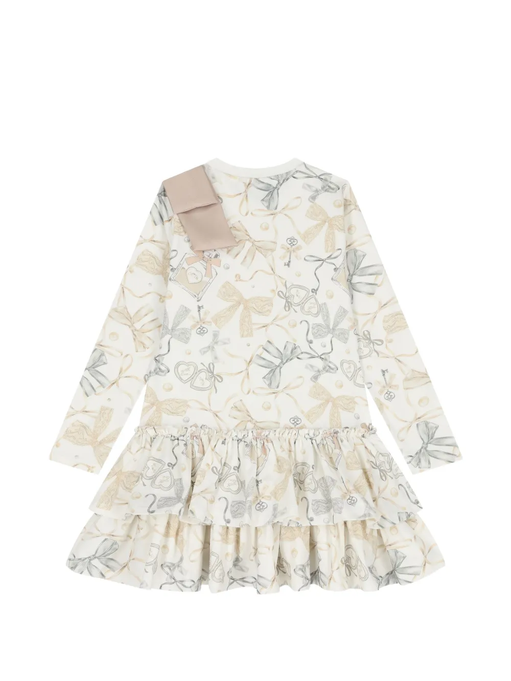 A-Dee Gelaagde mini-jurk met strik-print Wit