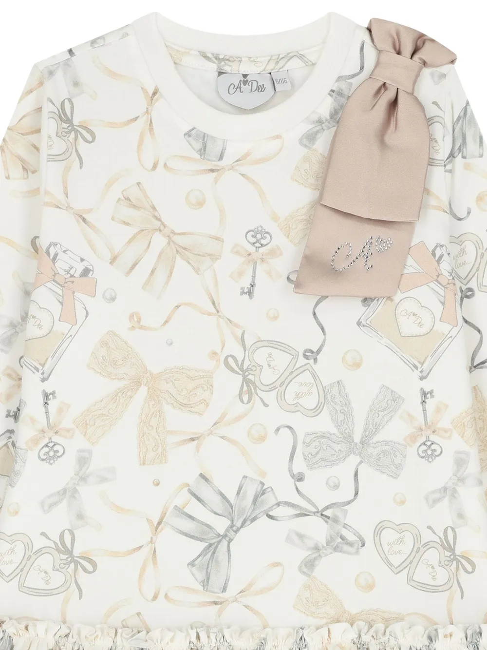 A-Dee Gelaagde mini-jurk met strik-print Wit