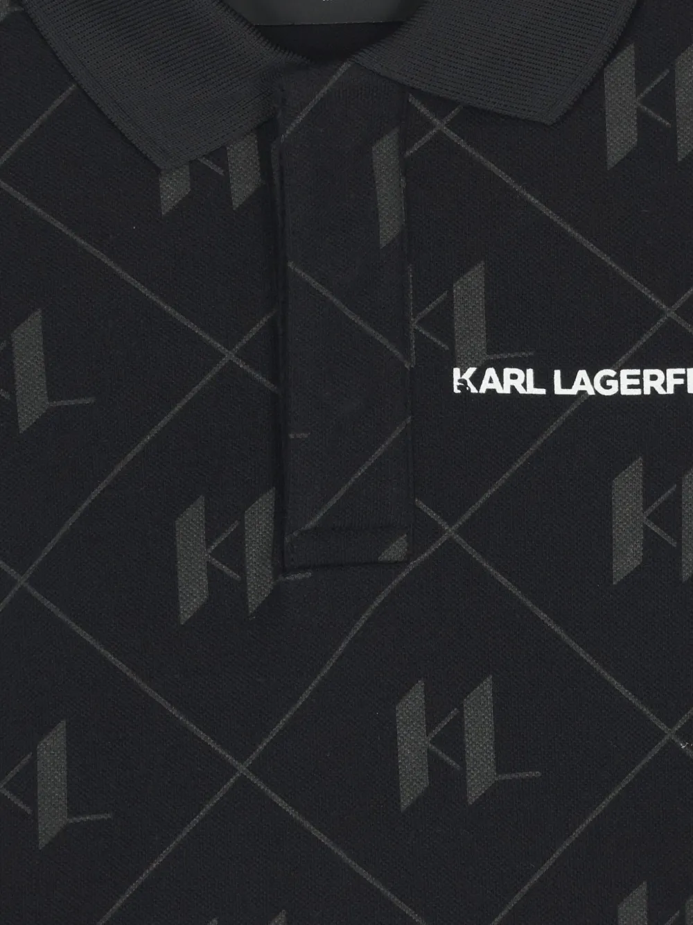 Karl Lagerfeld Kids Poloshirt met monogramprint Zwart