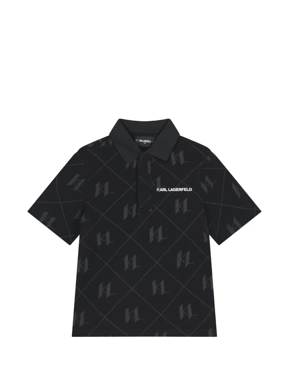 Karl Lagerfeld Kids monogram-print polo shirt - Nero