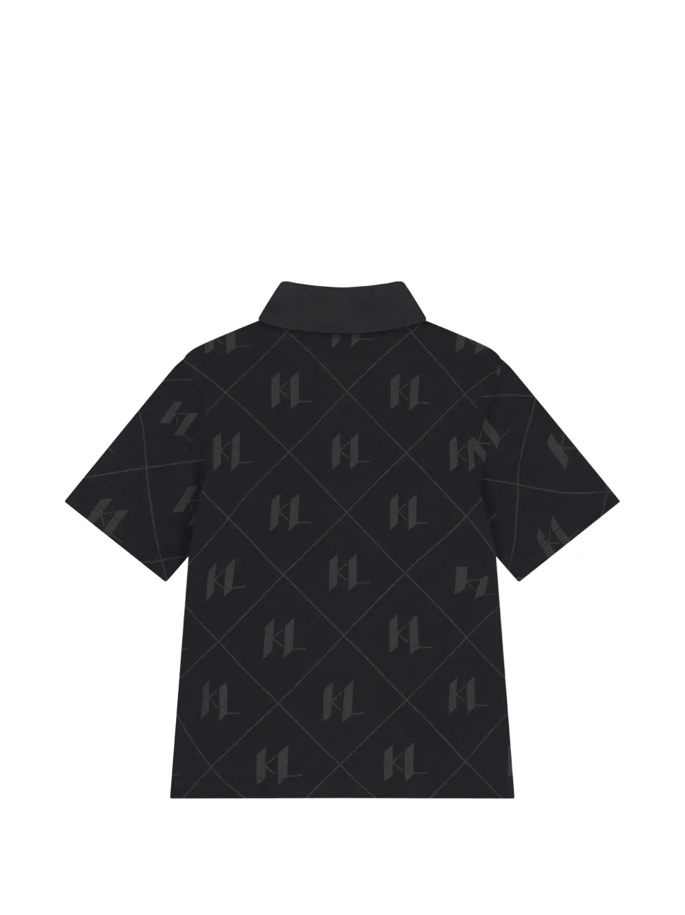 Karl Lagerfeld Kids Poloshirt met monogramprint Zwart