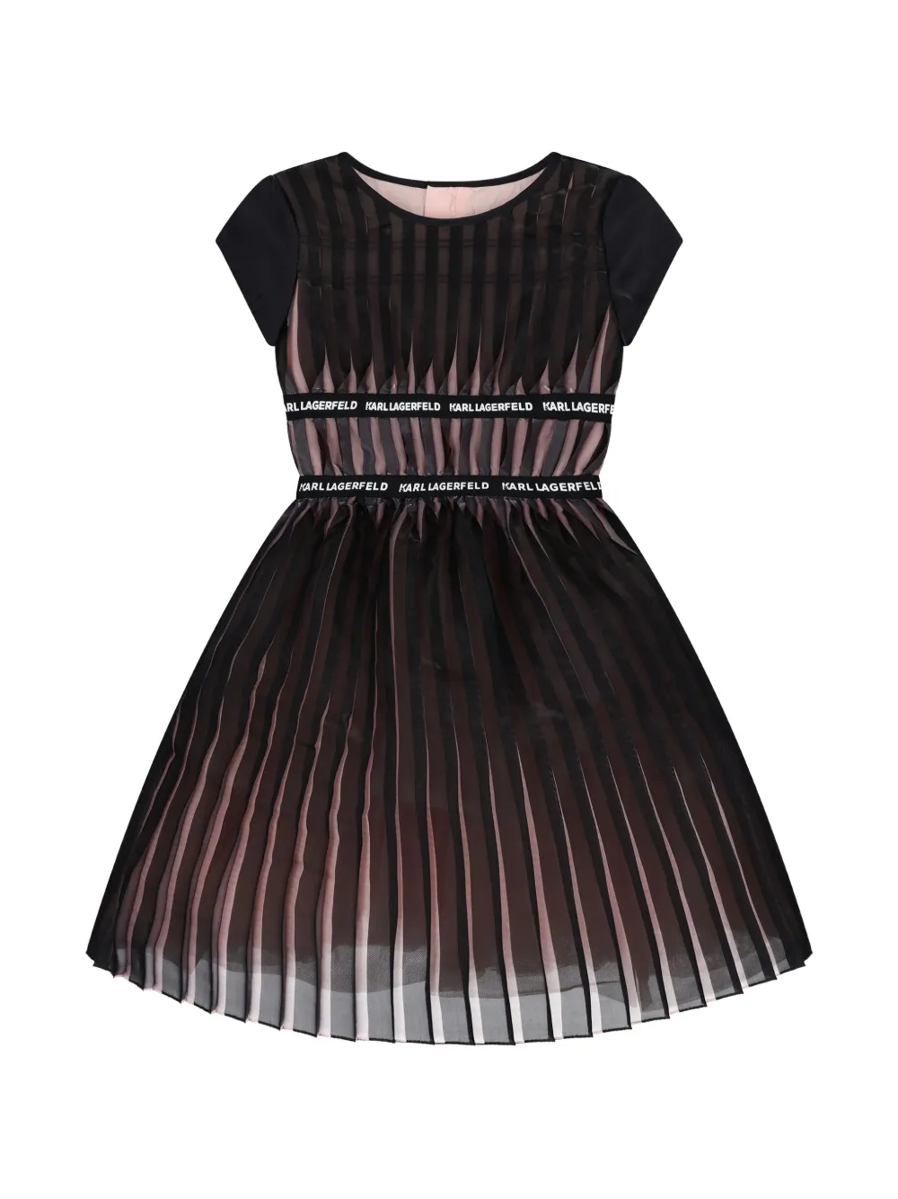 Karl Lagerfeld Kids Abito plissettato con logo - Nero
