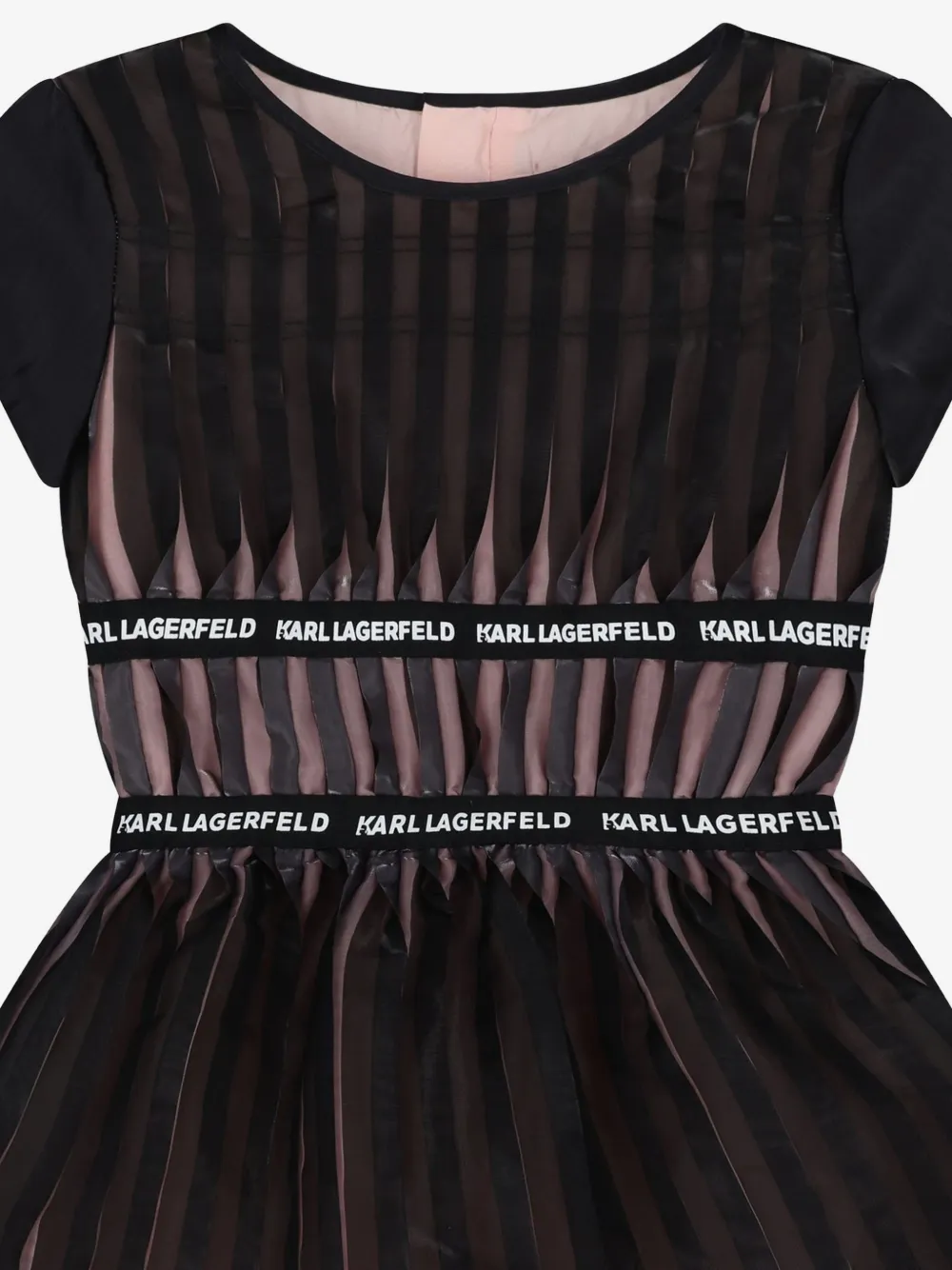 Karl Lagerfeld Kids 로고 테이프 플리츠 원피스