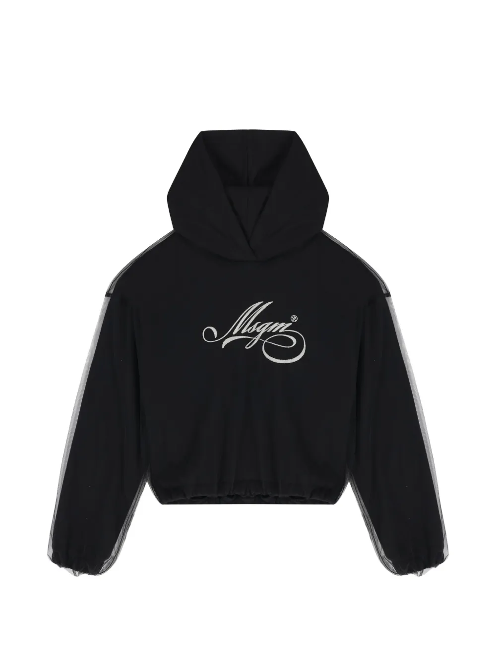 MSGM Kids Hoodie met geborduurd logo en tulen laag Zwart