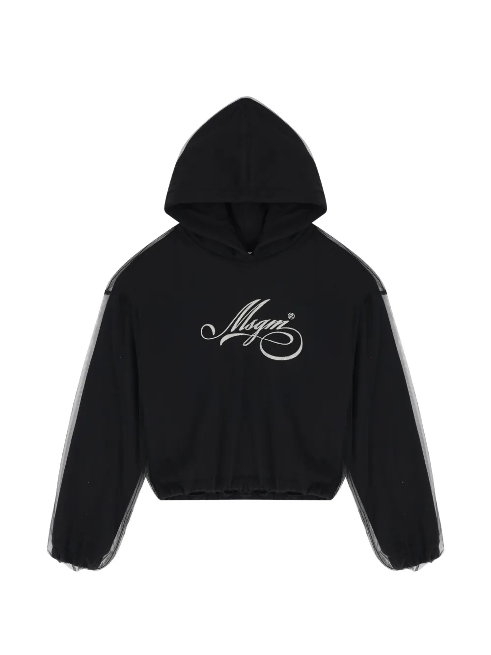 MSGM Kids Hoodie met geborduurd logo en tulen laag Zwart