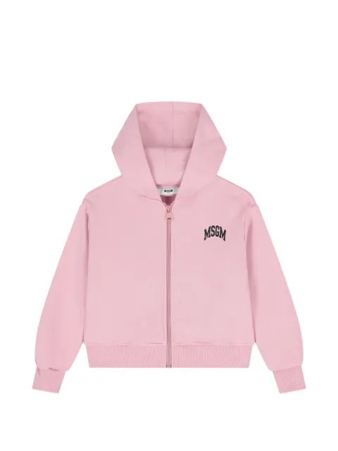 MSGM Kids logo-print zip-up hoodie