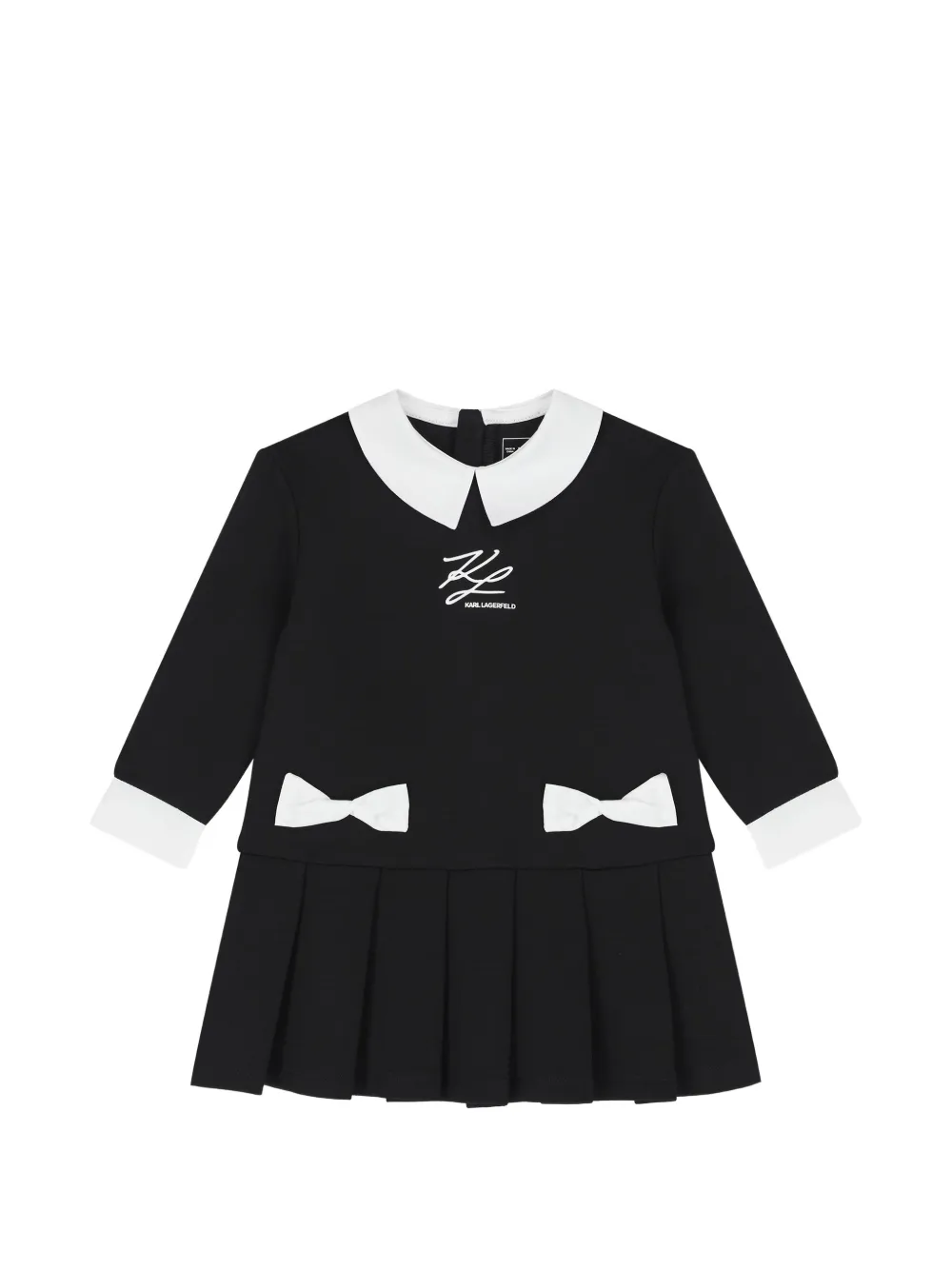 Karl Lagerfeld Kids bow-detail pleated dress - Nero