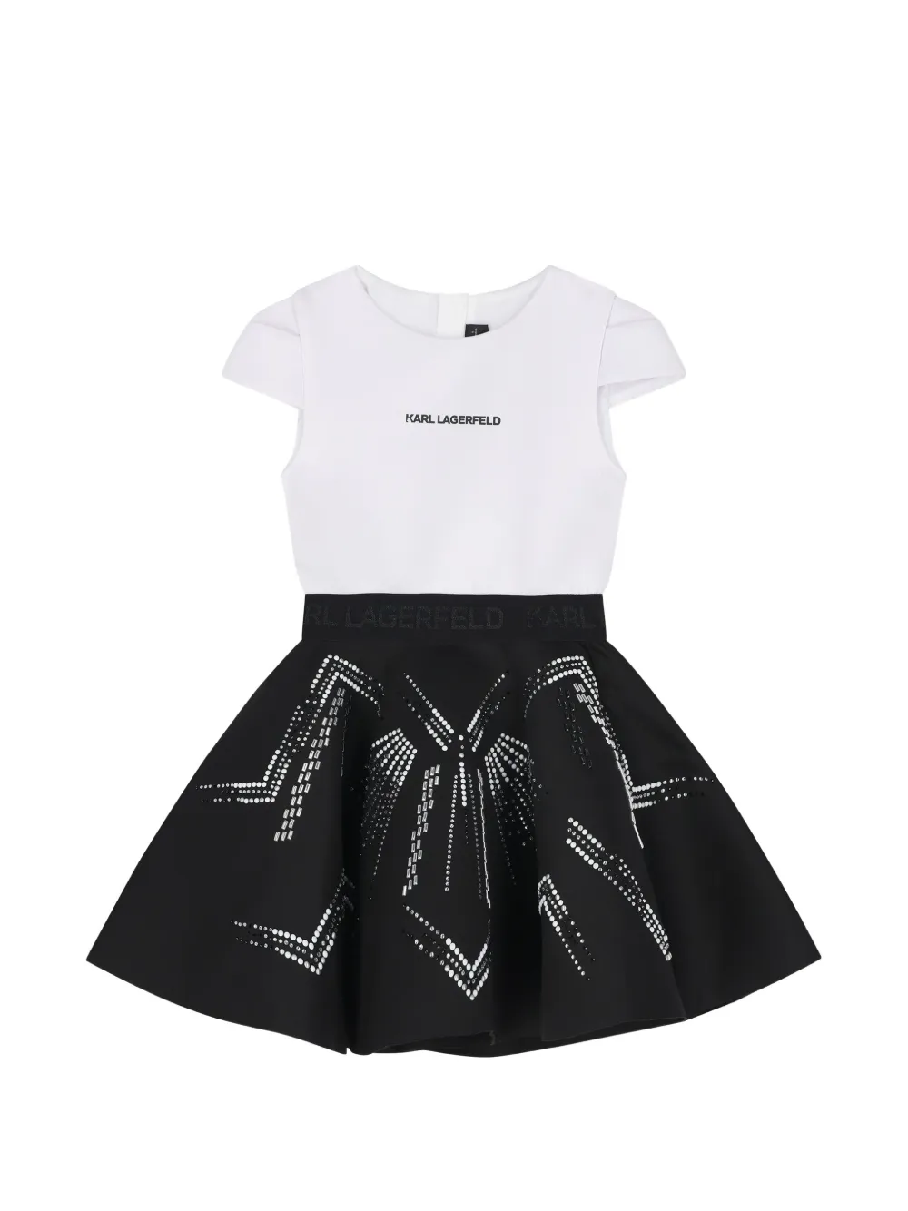 Karl Lagerfeld Kids rhinestone-embellished flared mini dress Zwart