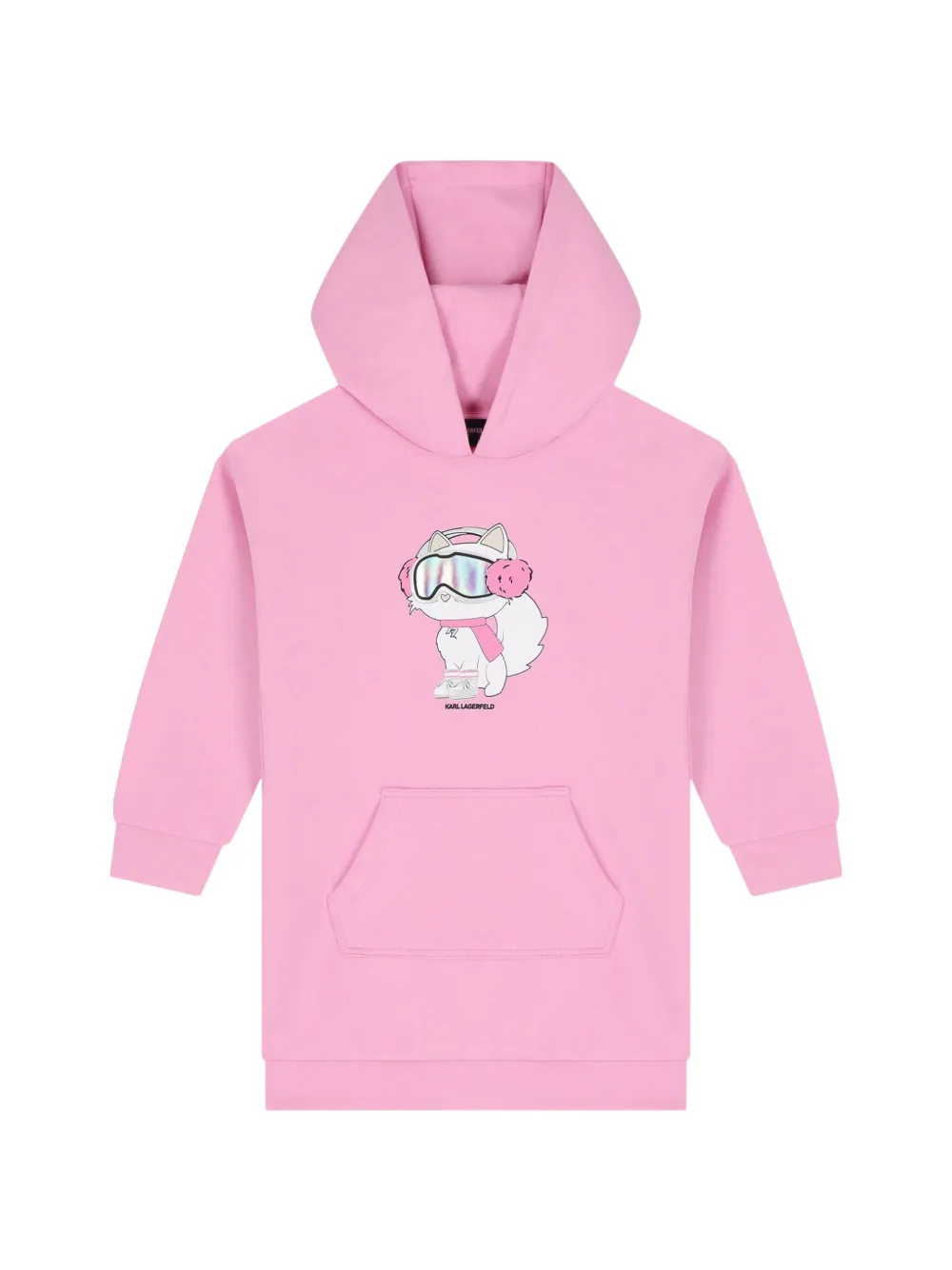 Karl Lagerfeld Kids Choupette hoodie-jurk met grafische print Roze