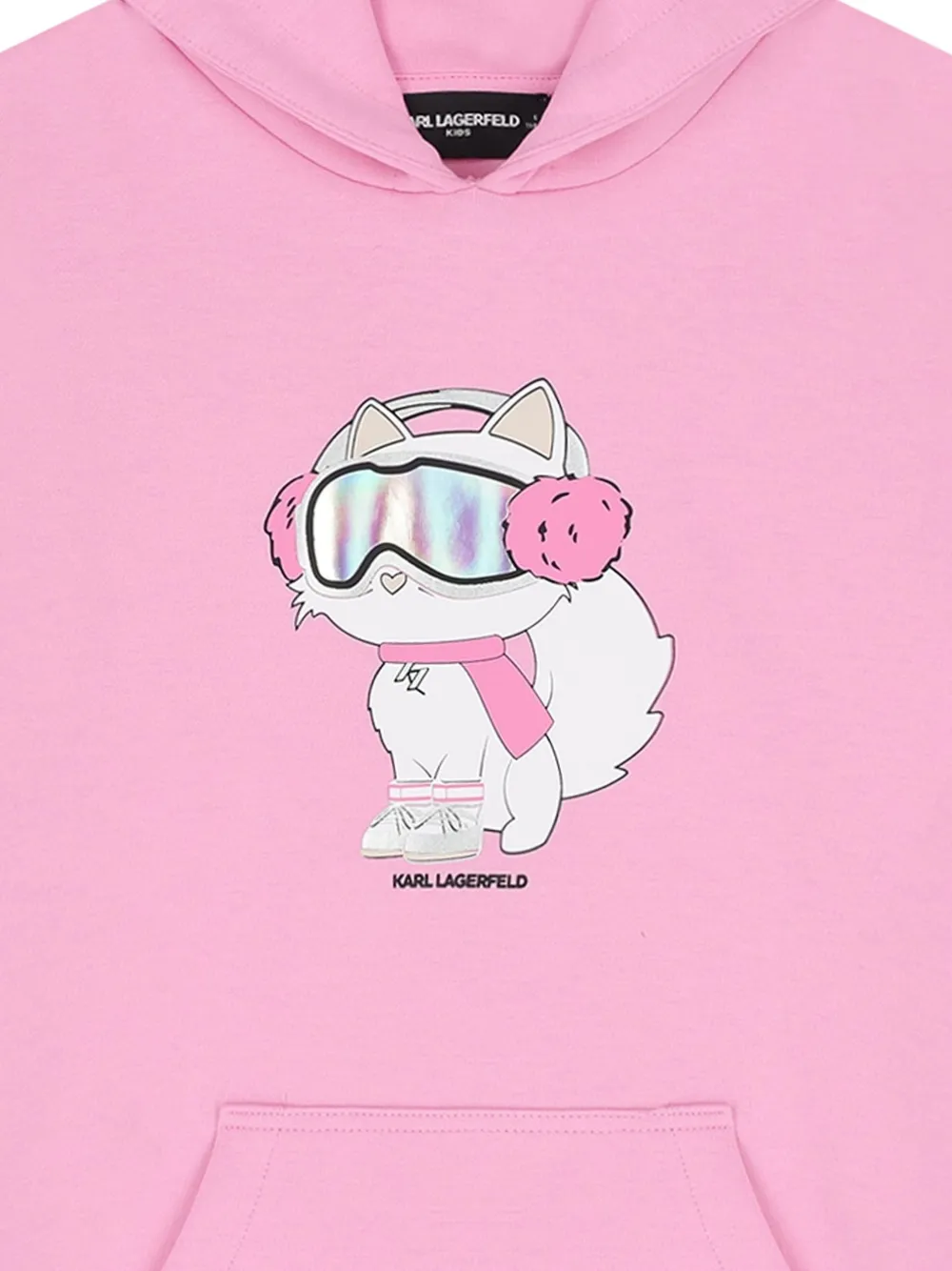 Karl Lagerfeld Kids Choupette hoodie-jurk met grafische print Roze