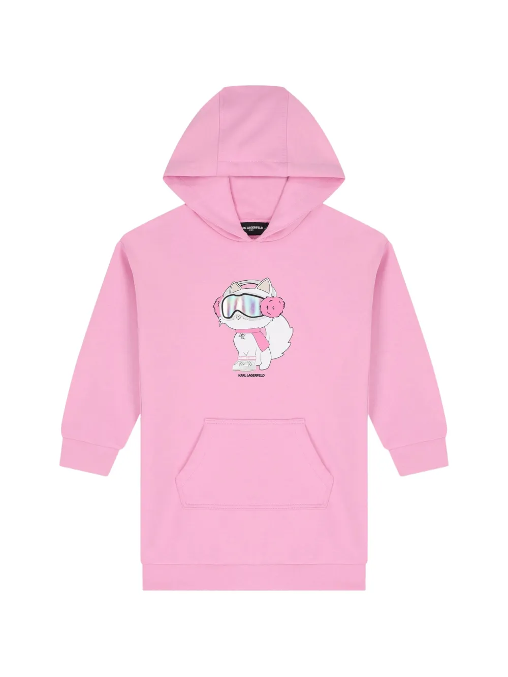 Karl Lagerfeld Kids Choupette hoodie-jurk met grafische print Roze