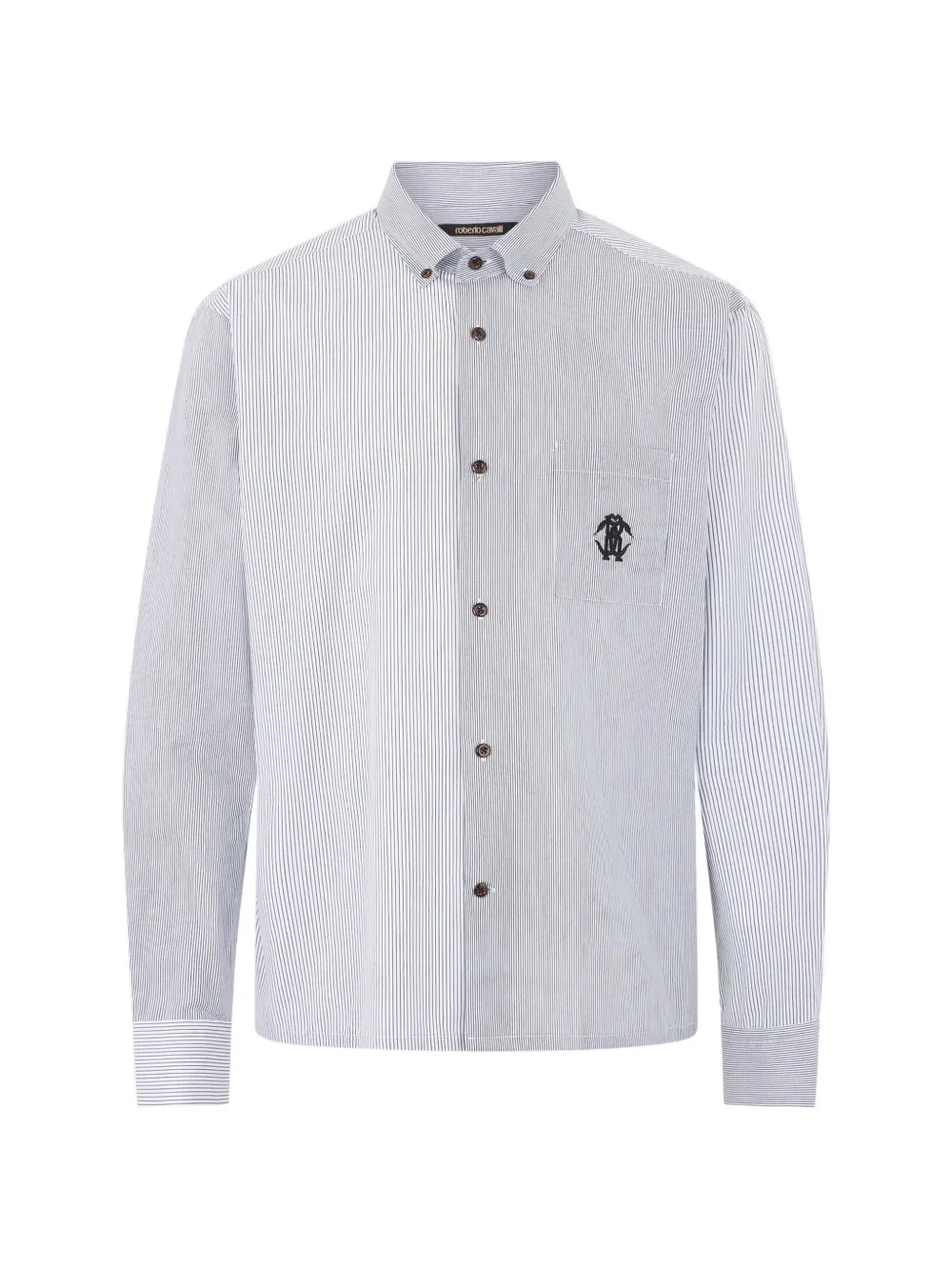 Roberto Cavalli logo-embroidered striped shirt - White