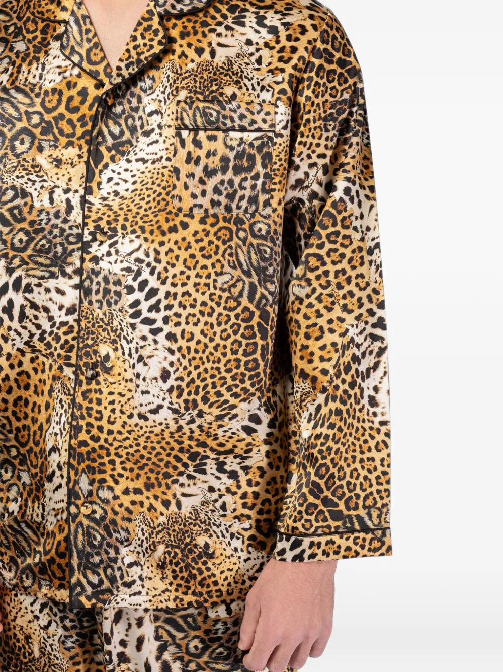 Roberto Cavalli Home Zijden pyjama met luipaardprint Bruin