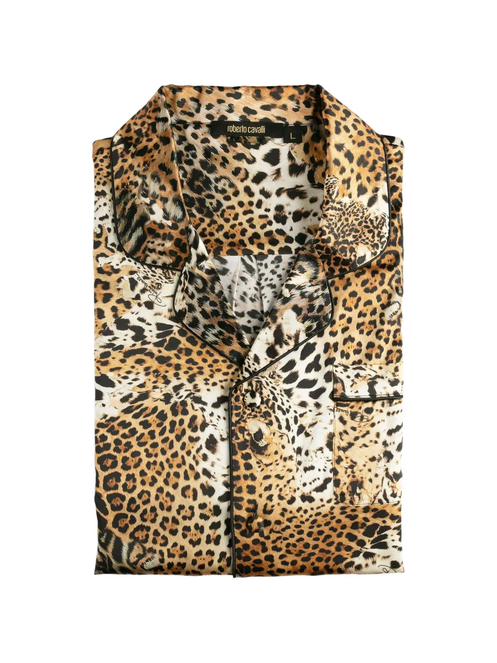 Roberto Cavalli Home Zijden pyjama met luipaardprint Bruin
