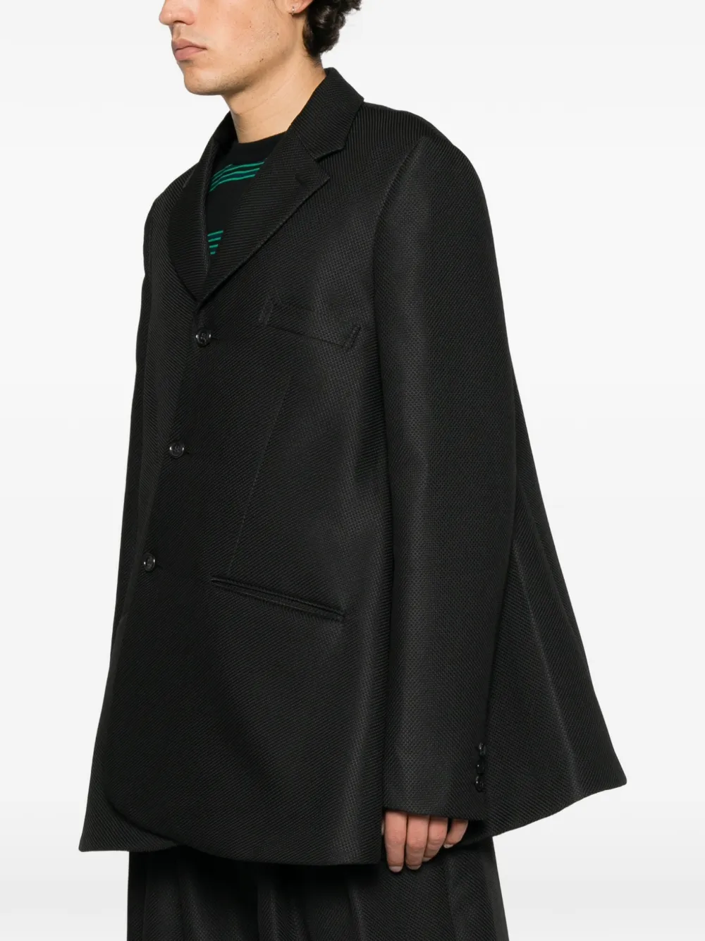 Comme des Garçons Homme Plus asymmetric flared jacket Zwart