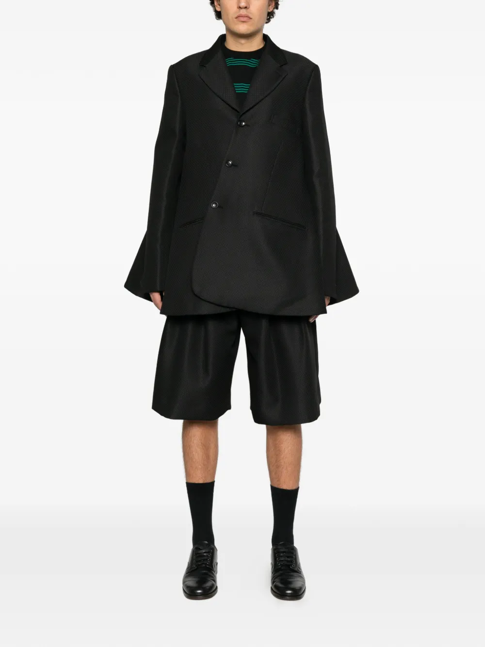 Comme des Garçons Homme Plus asymmetric flared jacket Zwart