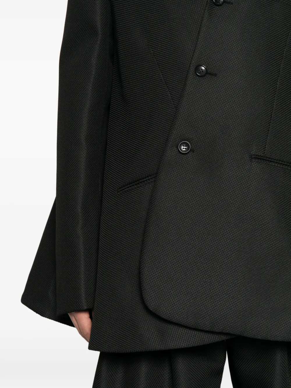 Comme des Garçons Homme Plus asymmetric flared jacket Zwart