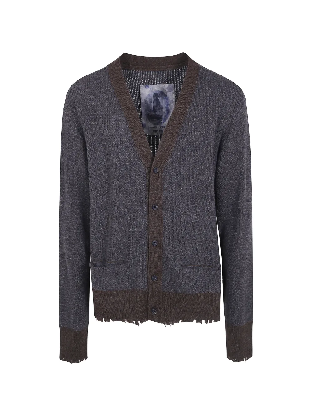 Ziggy Chen distressed-effect V-neck cardigan - Grey