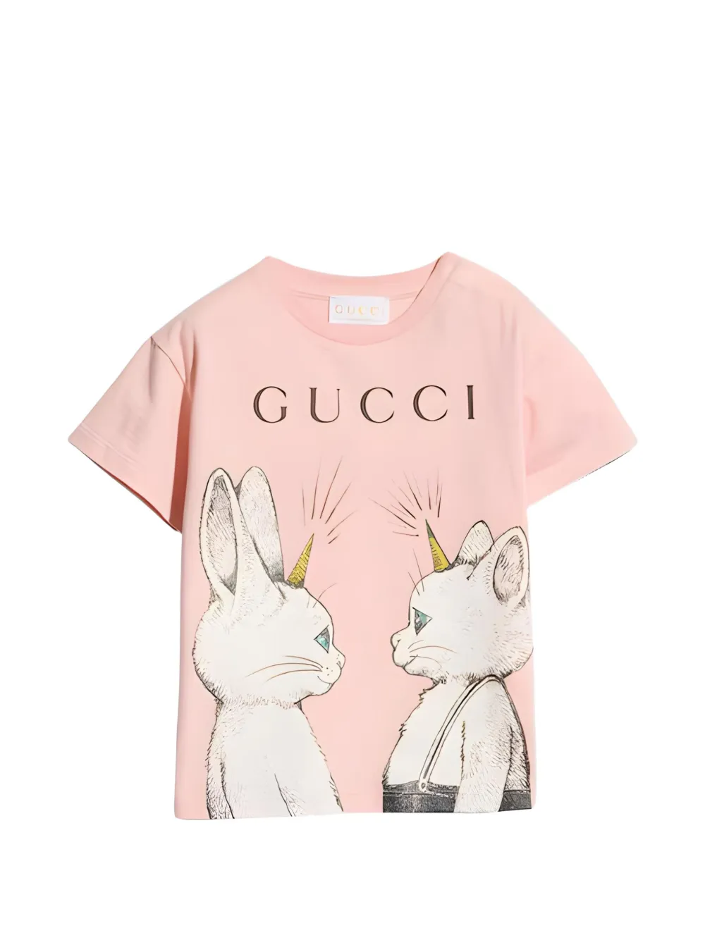 Gucci Kids logo-print animal-print T-shirt Roze