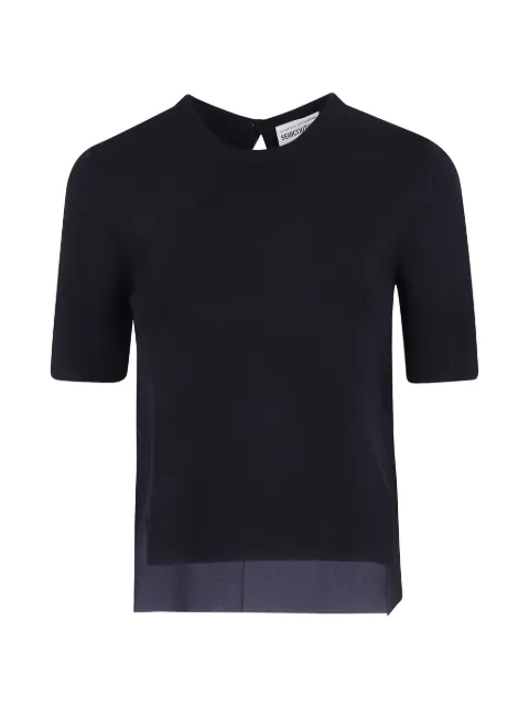 Semicouture keyhole-back short-sleeve sweater